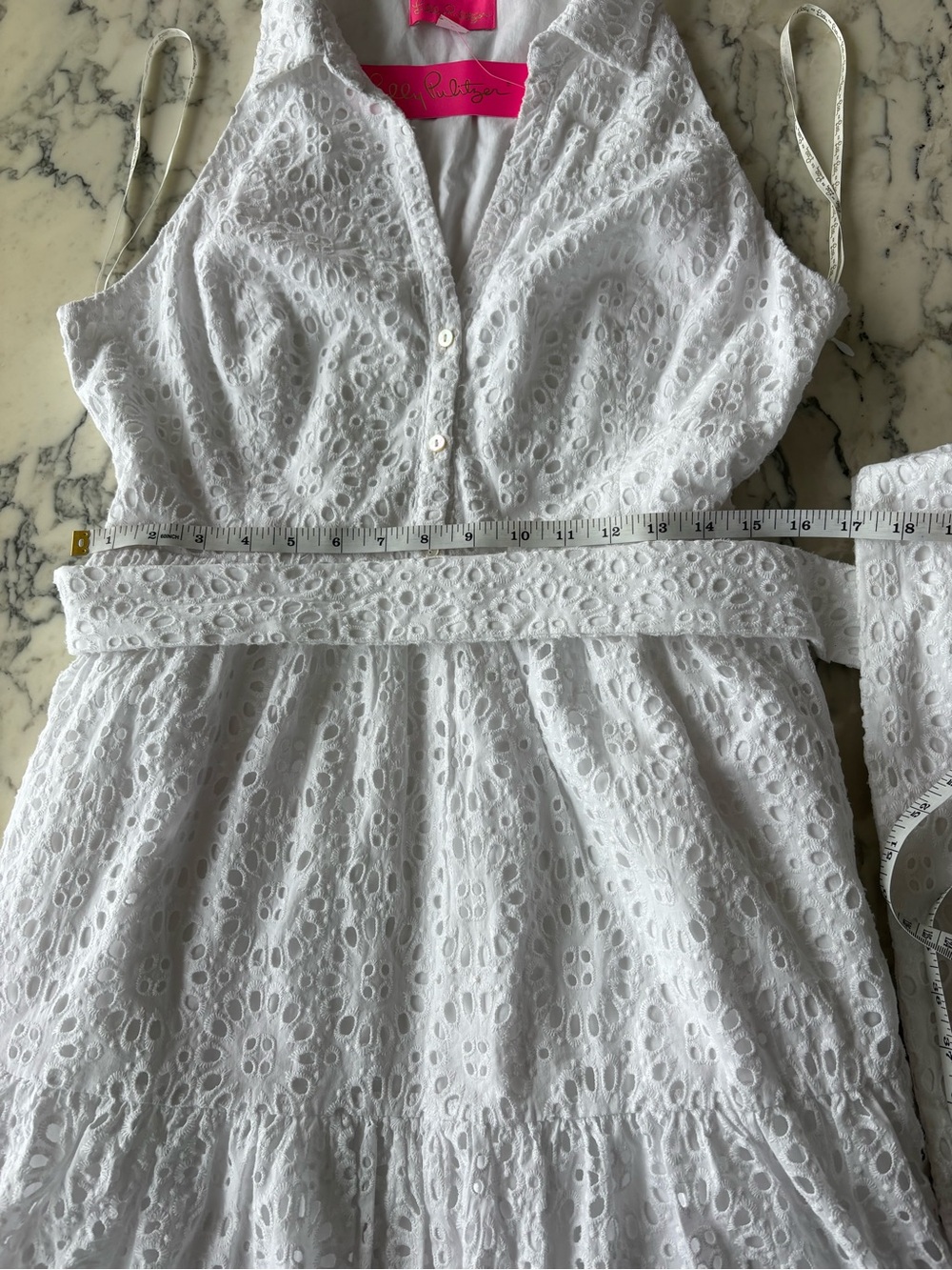 New w/Tags Lilly Pulitzer $218 Trisha Dress in Resort White eyelet Sz 14 - Picture 14 of 16